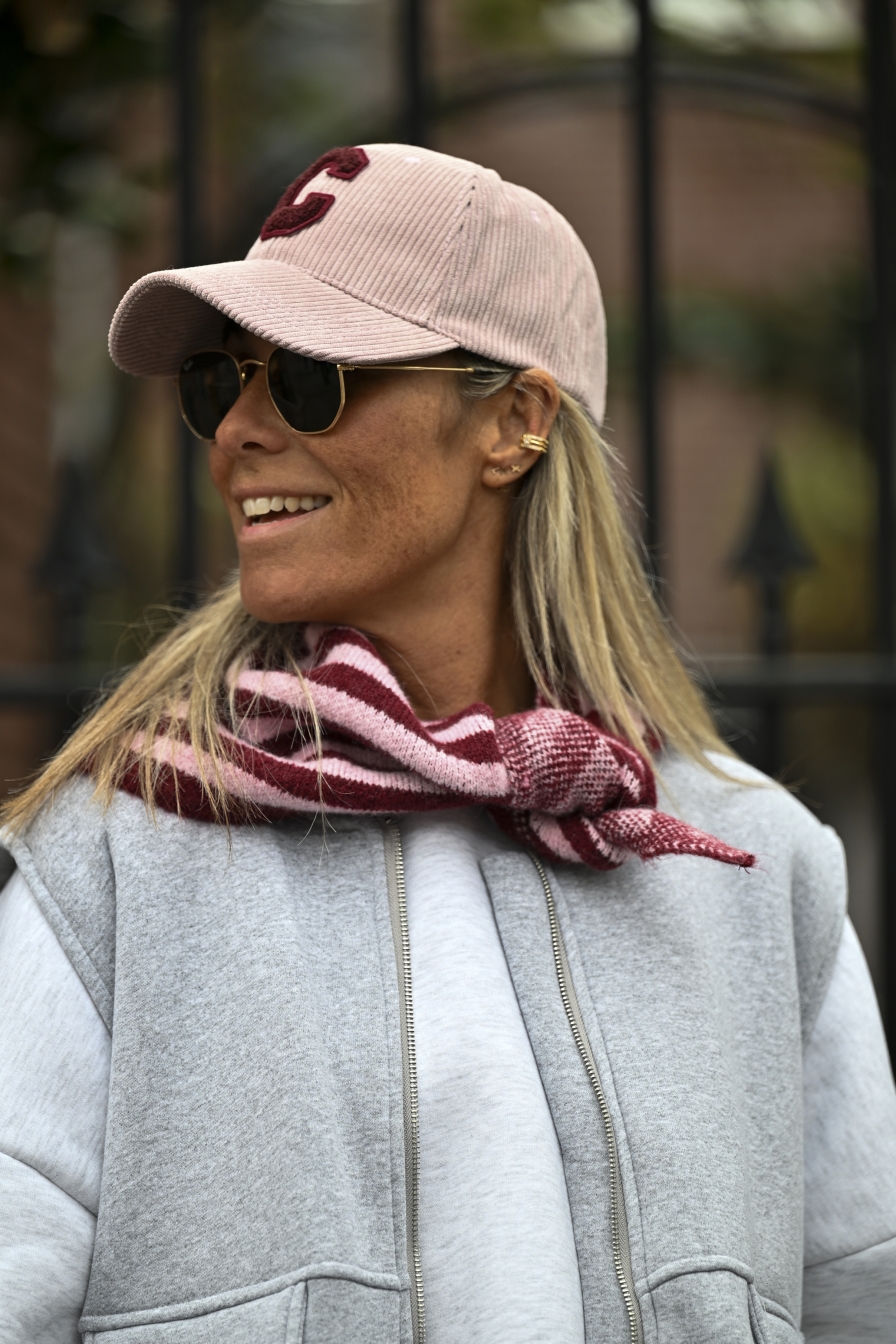 Gestreepte Sjaal Bordeaux - Roze