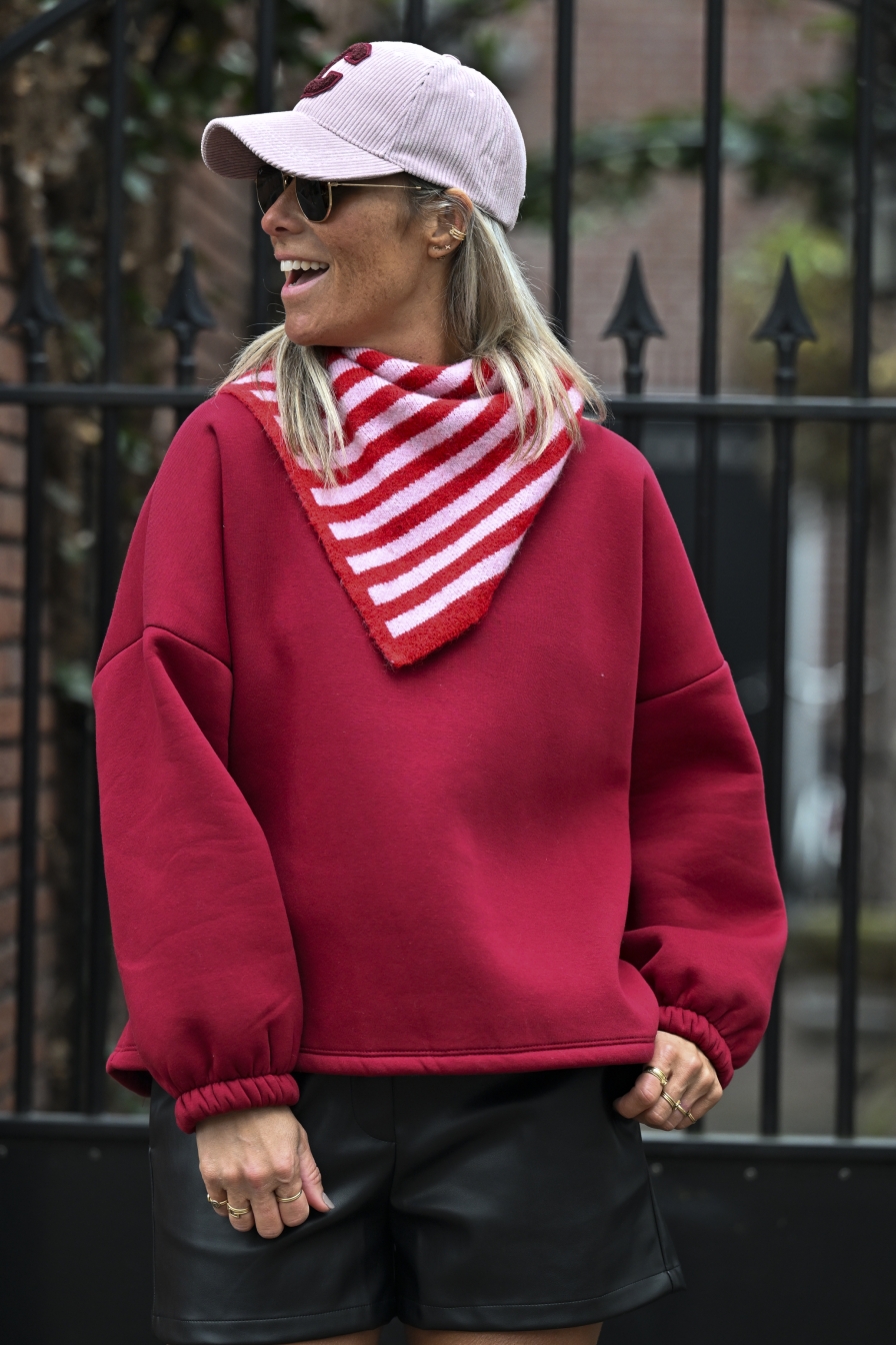 Gestreepte Sjaal Roze - Rood