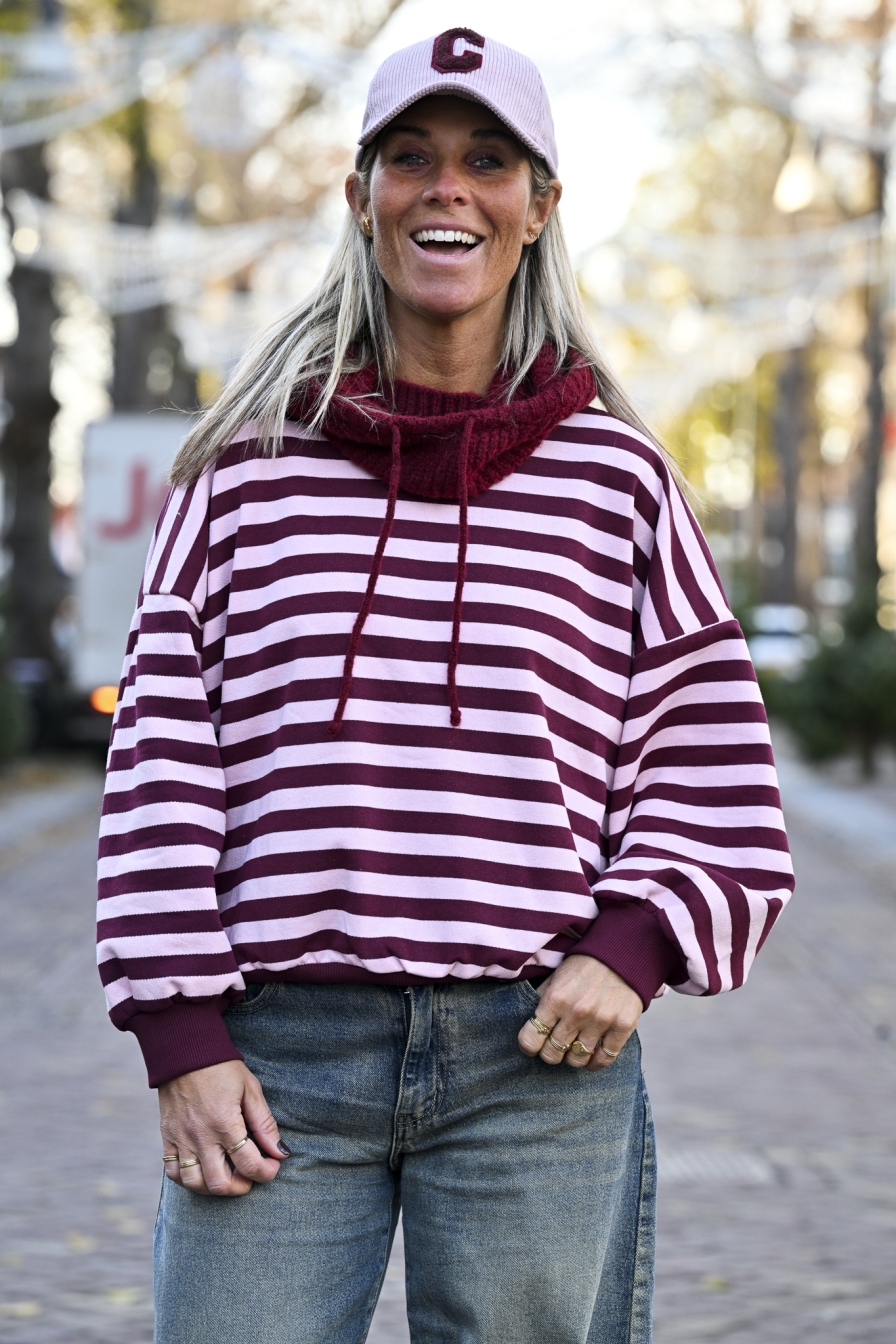 Gestreepte Sweater Roze - Bordeaux