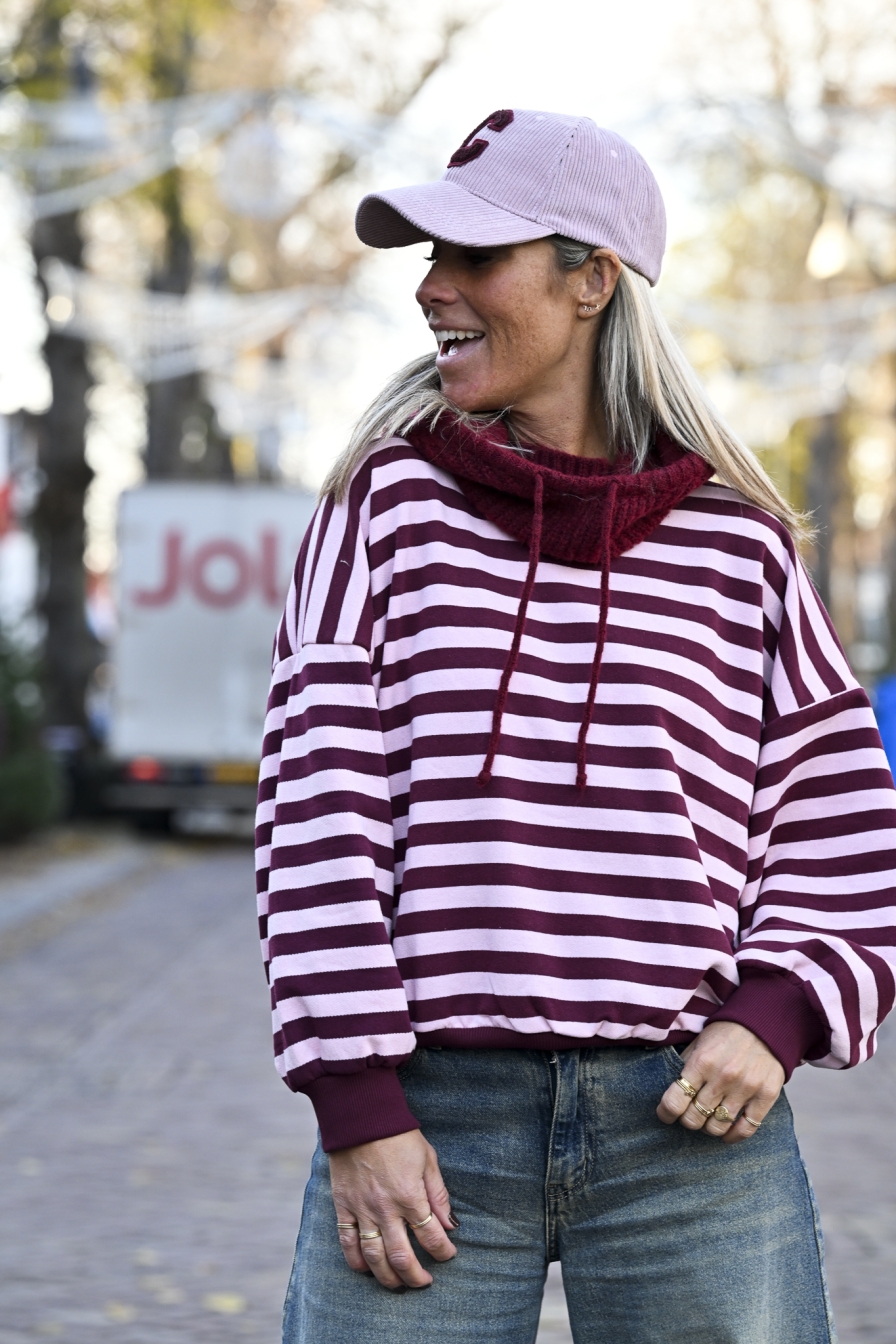 Gestreepte Sweater Roze - Bordeaux
