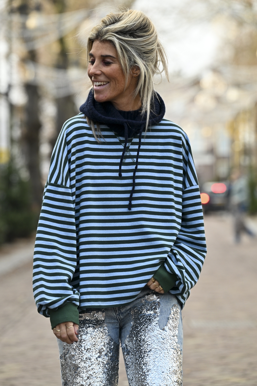 Oversized Sweater Groen-Blauw