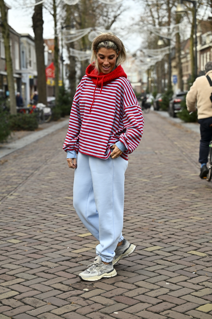 Oversized Sweater Rood-Grijs