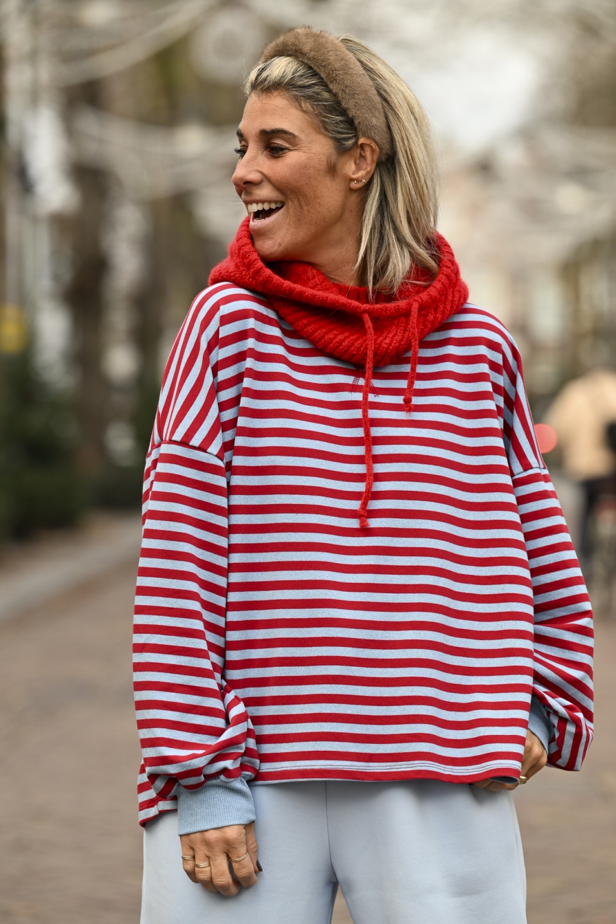 Oversized Sweater Rood-Grijs