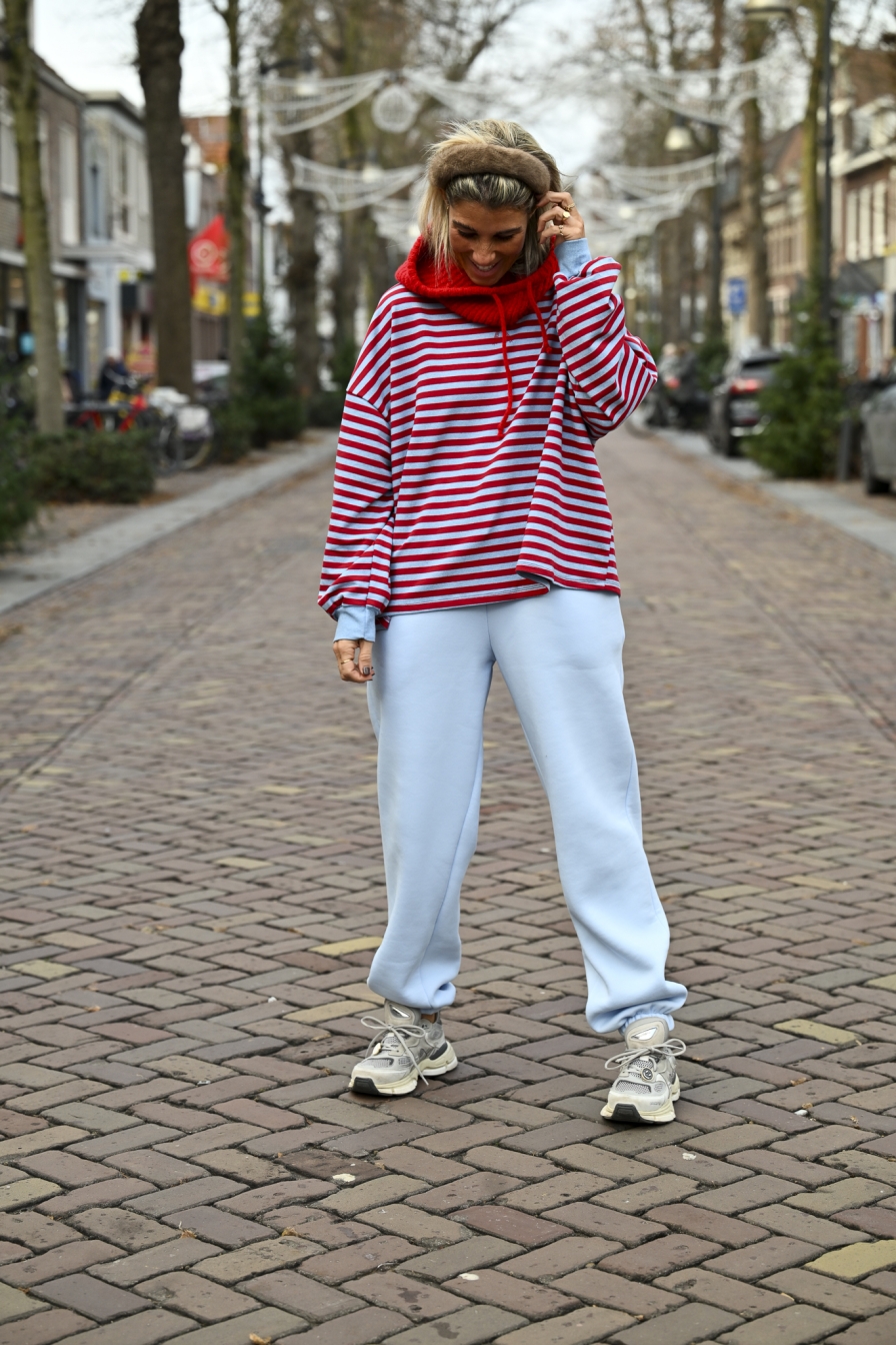 Oversized Sweater Rood-Grijs