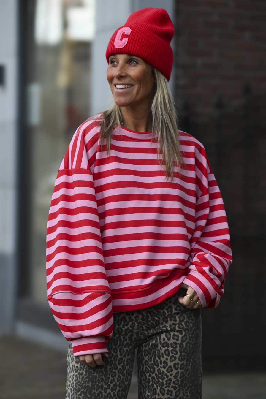 Stripes Sweater Rood - Roze