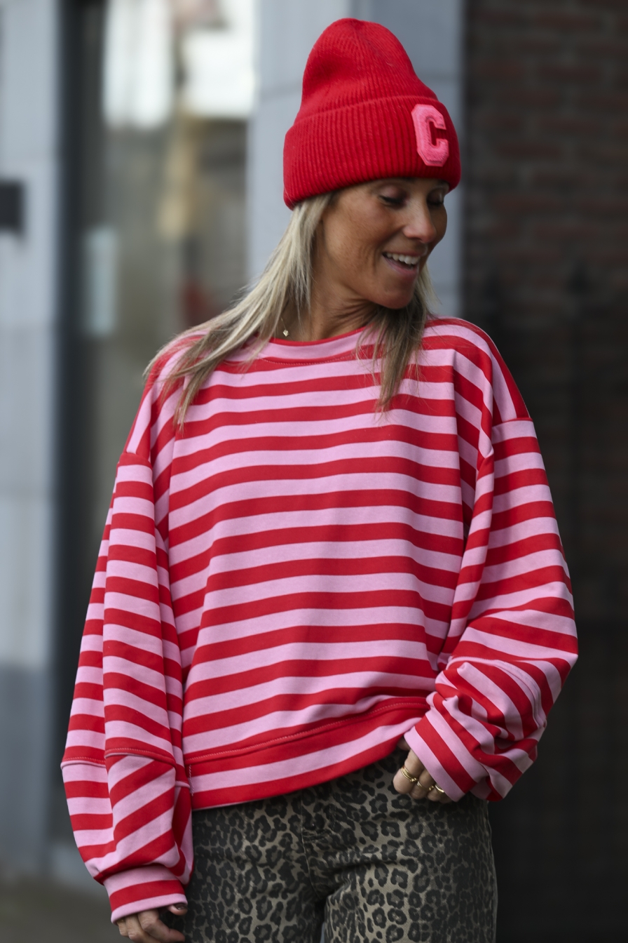 Stripes Sweater Rood - Roze