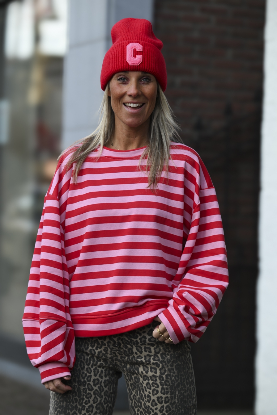 Stripes Sweater Rood - Roze