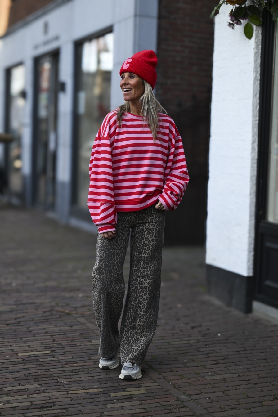 Stripes Sweater Rood - Roze