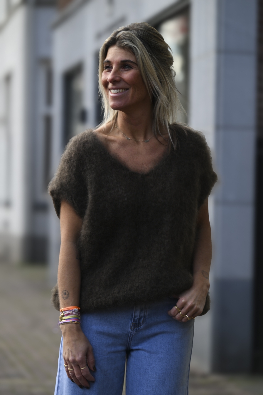 V-Hals Mohair Spencer Bruin