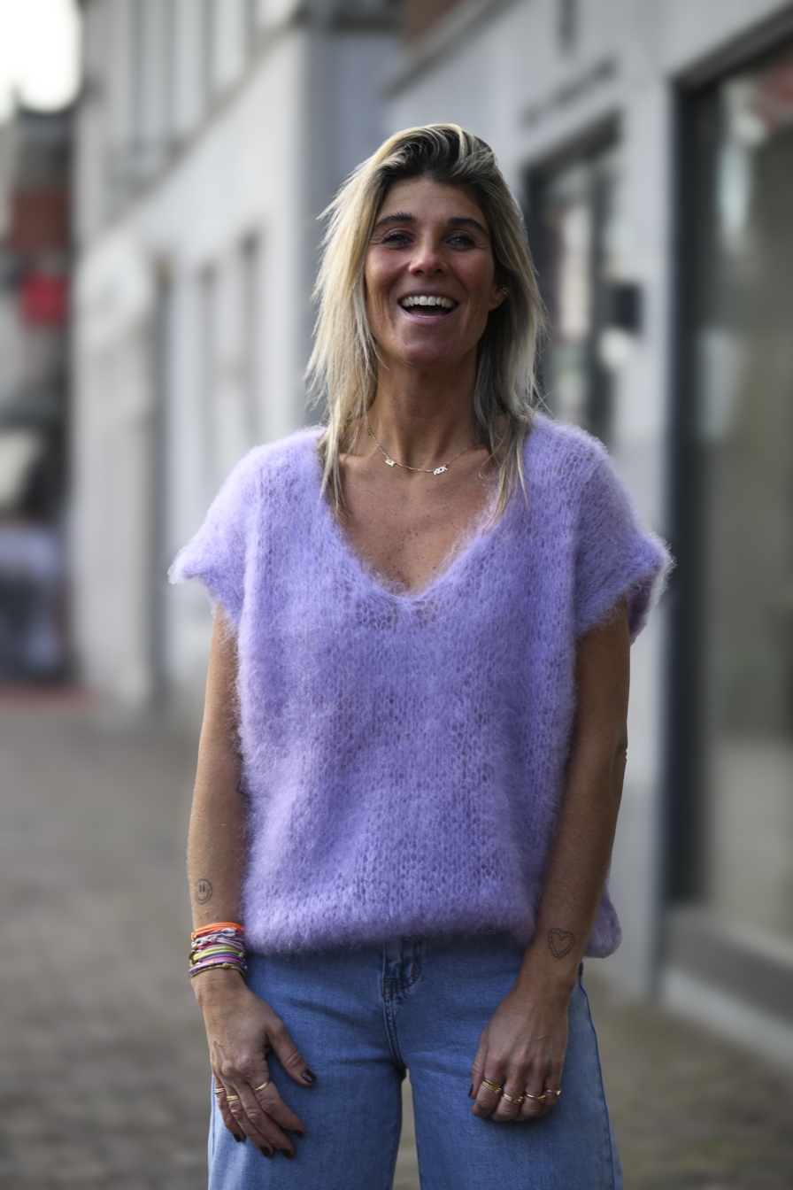 V-Hals Mohair Spencer Lila
