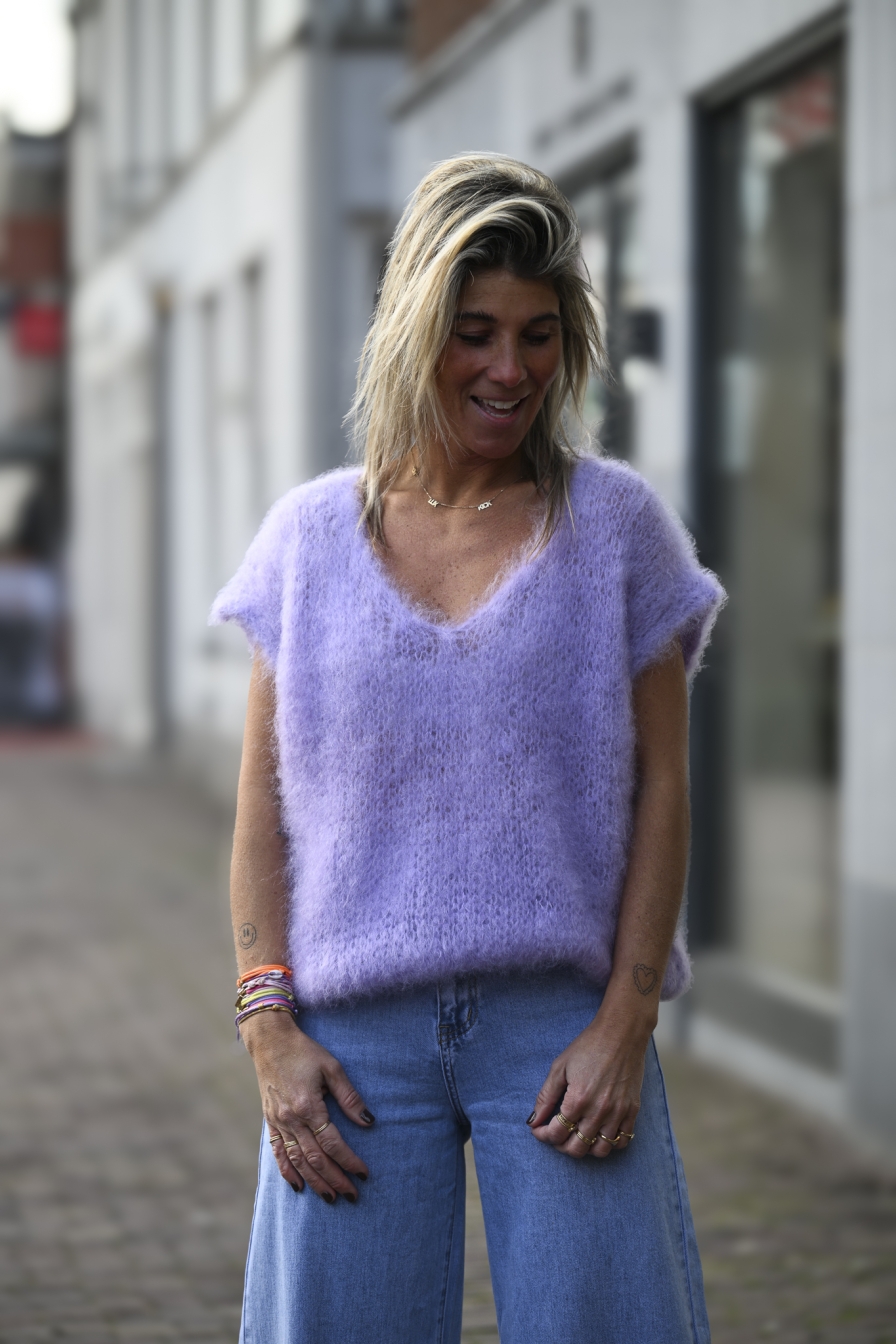 V-Hals Mohair Spencer Lila