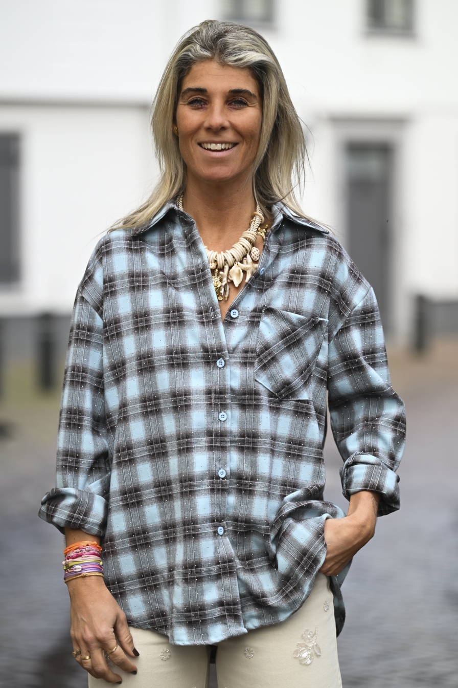 Square Blouse Blauw-Bruin