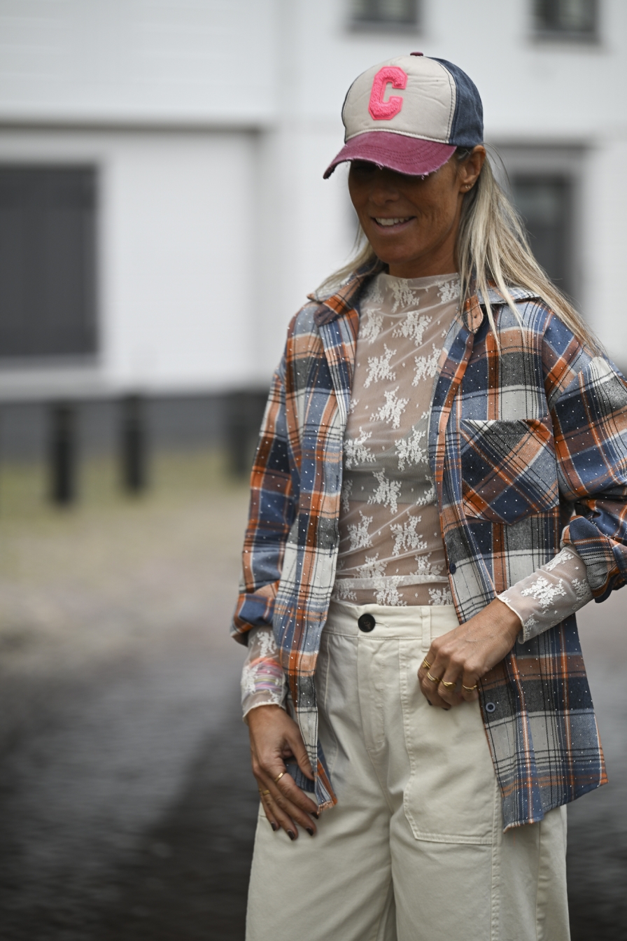 Square Blouse Oranje-Blauw