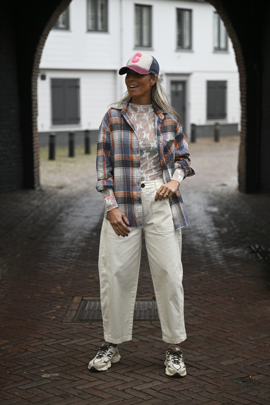 Square Blouse Oranje-Blauw