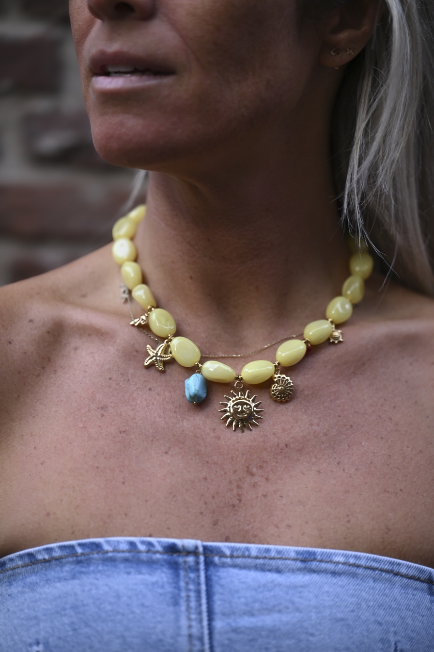 Ibiza Ketting Bedeltjes Geel