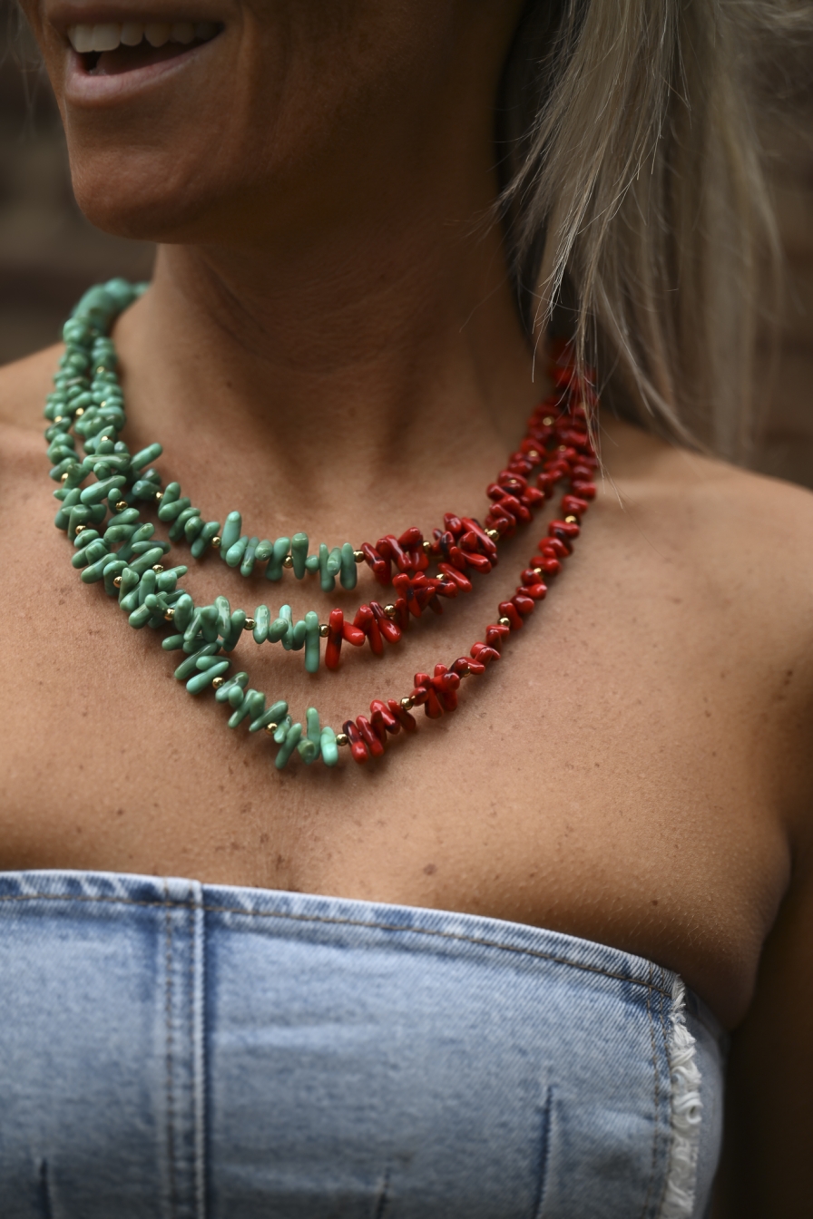 Ibiza Ketting Rood-Turquoise