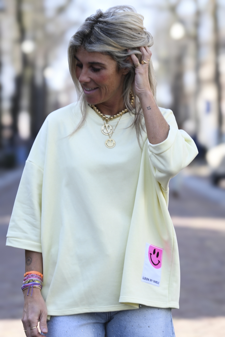 Sweatshirt 3/4 Smiley Fris Geel