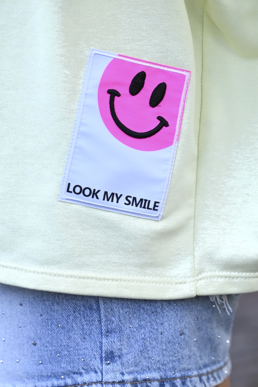 Sweatshirt 3/4 Smiley Fris Geel
