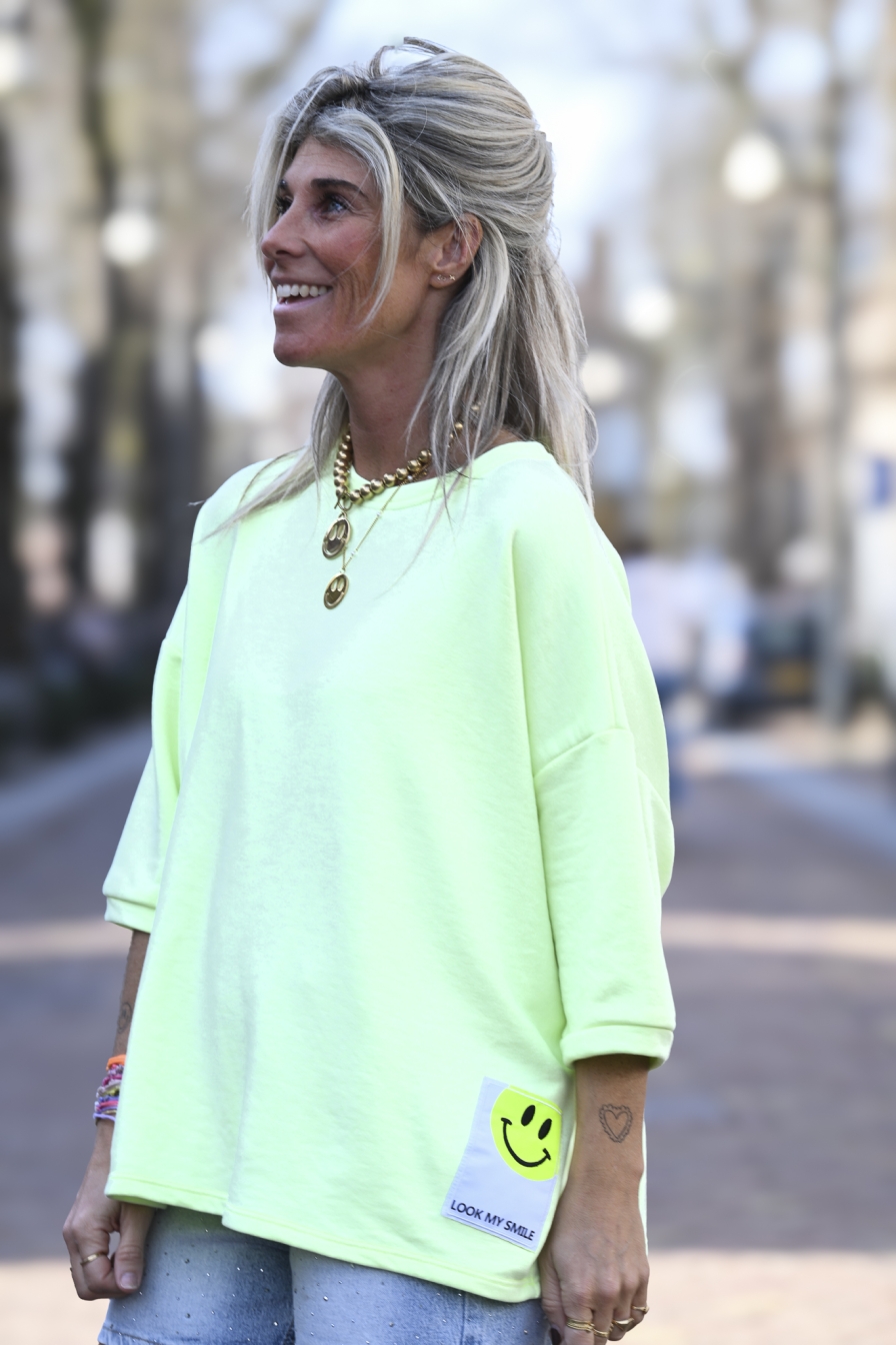 Sweatshirt 3/4 Smiley Limegeel