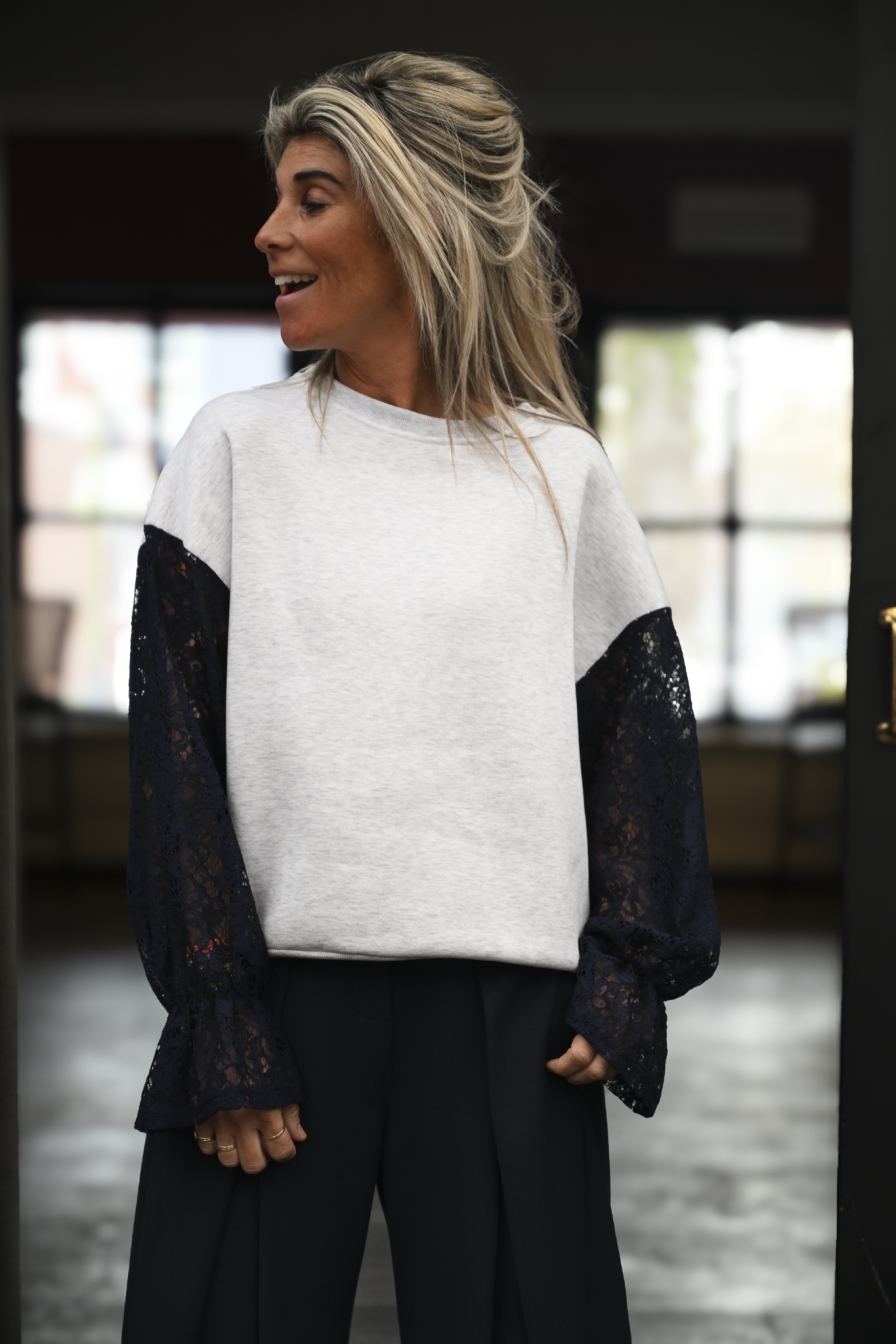 Sweater Louise Grijs - Donkerblauw