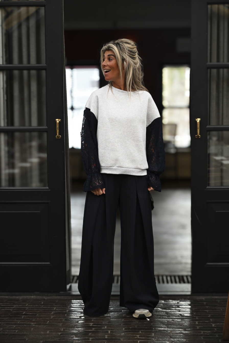 Sweater Louise Grijs - Donkerblauw