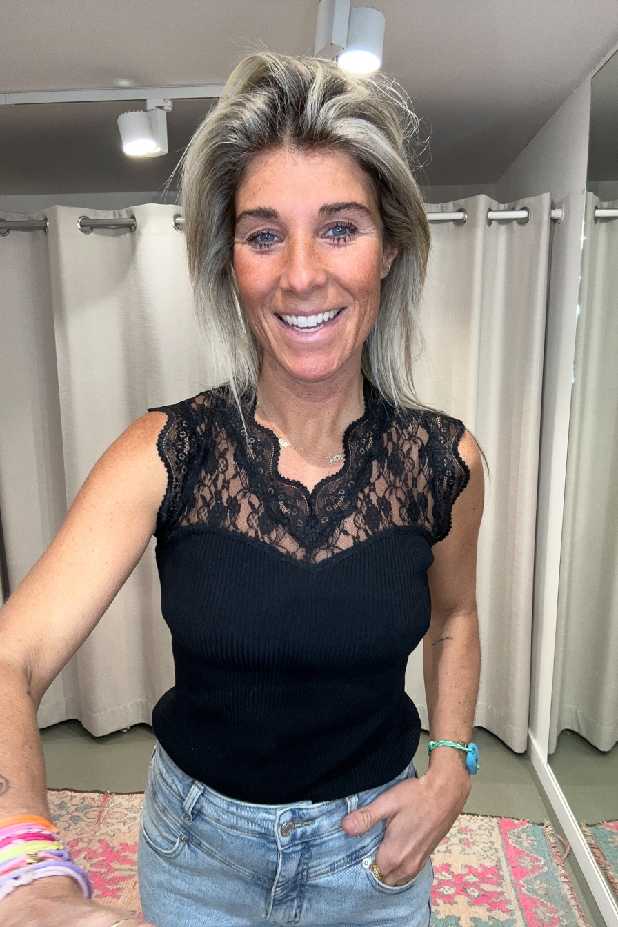 Top Lace Joy Zwart