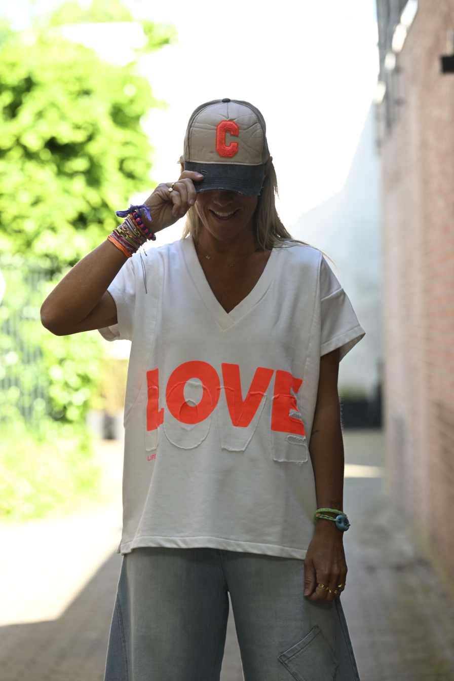 Sweater V-hals LOVE Wit