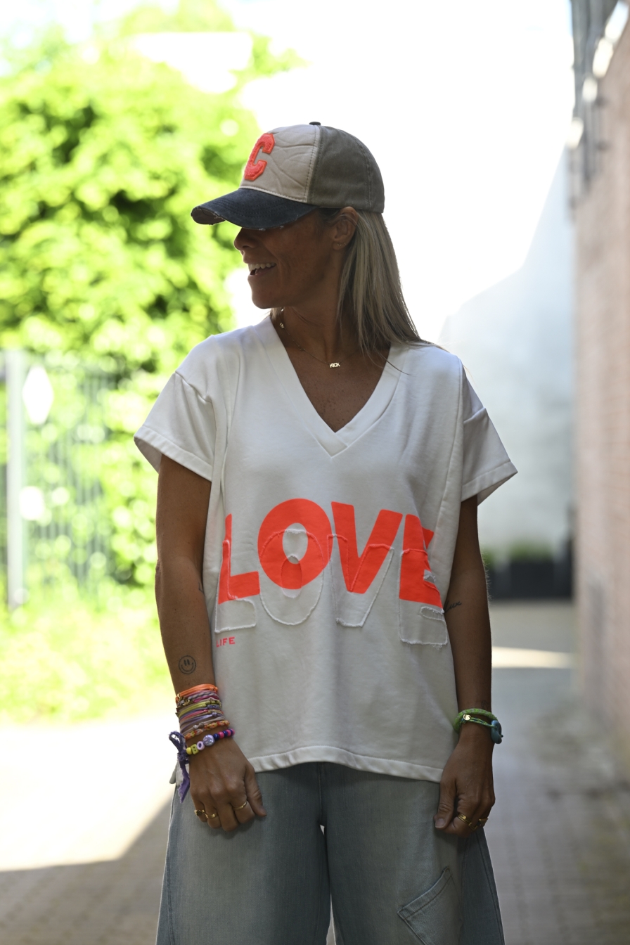 Sweater V-hals LOVE Wit