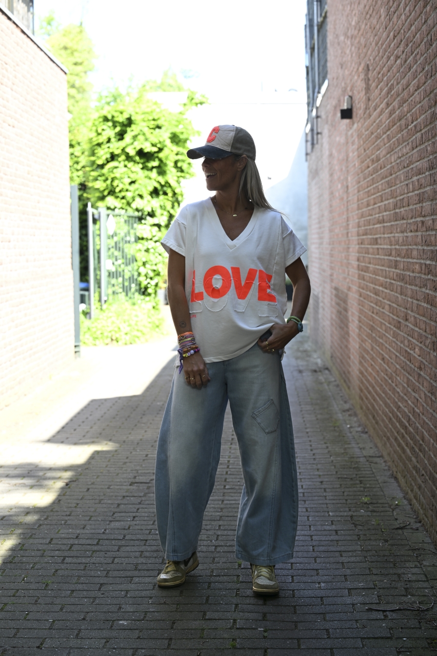 Sweater V-hals LOVE Wit