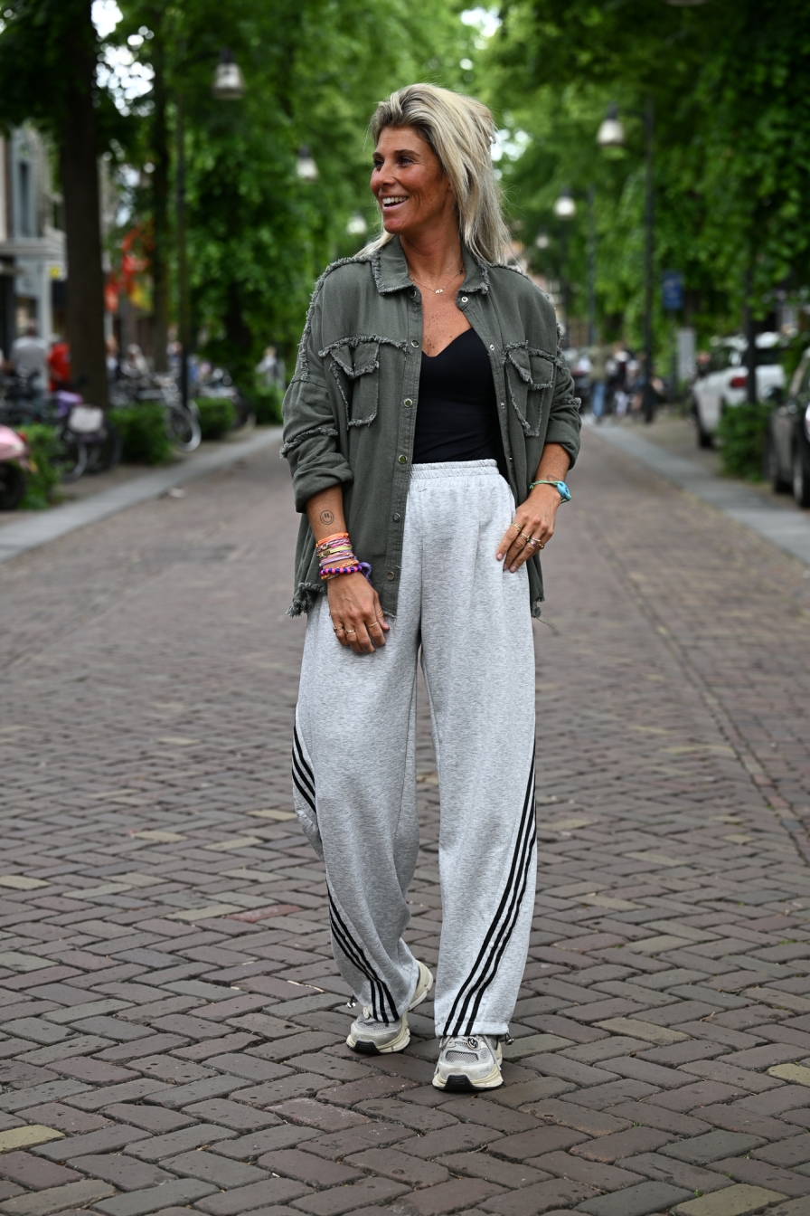 Sporty Trackpants Grijs-Wit