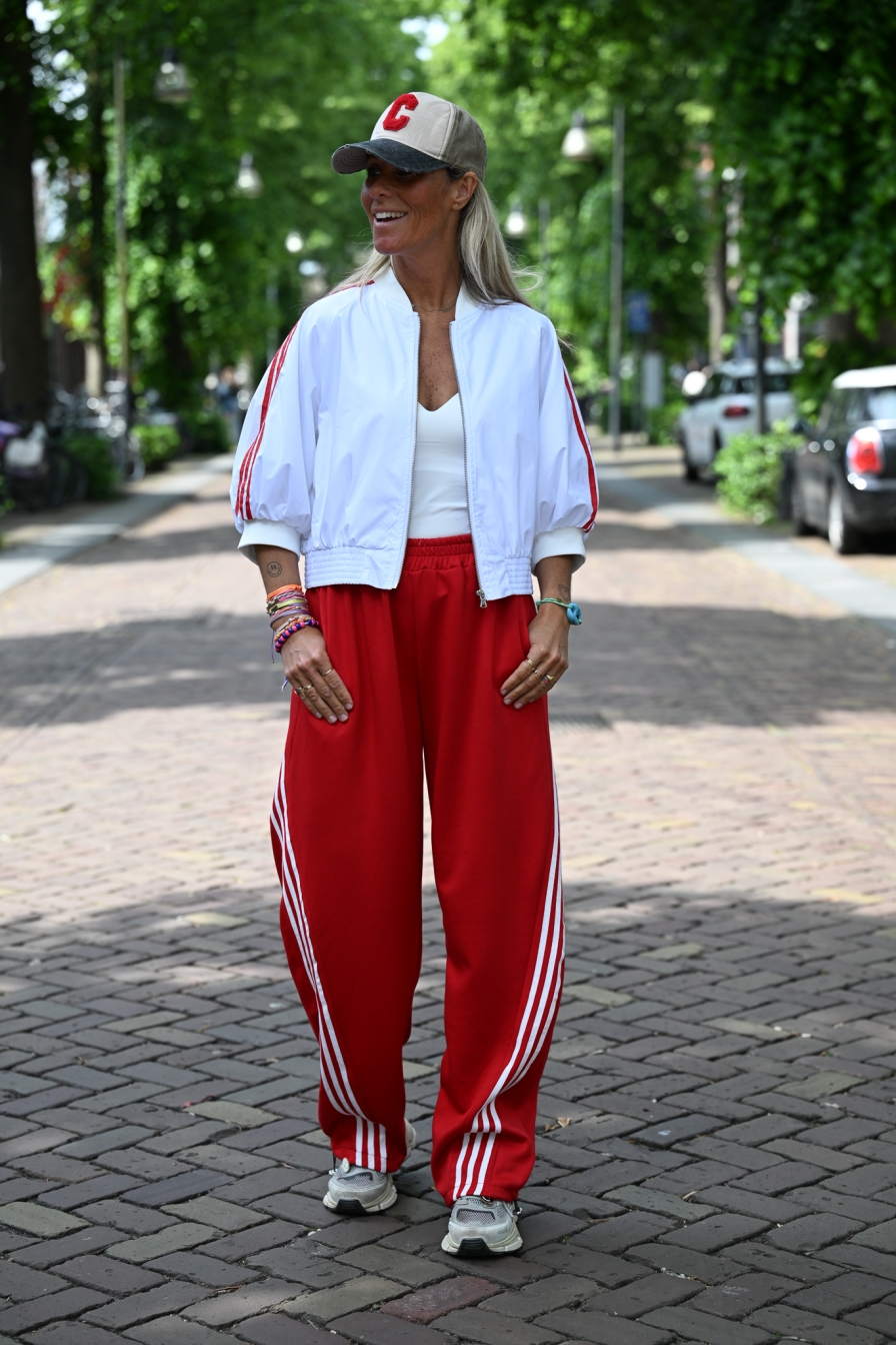 Sporty Trackpants Rood-Wit