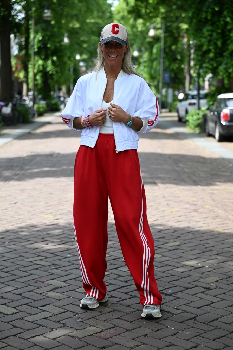 Sporty Trackpants Rood-Wit