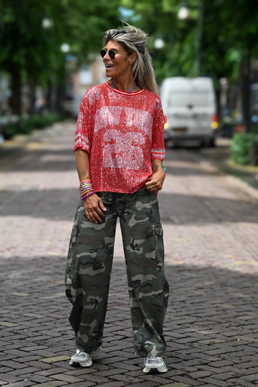Shirt Glitter NY Rood