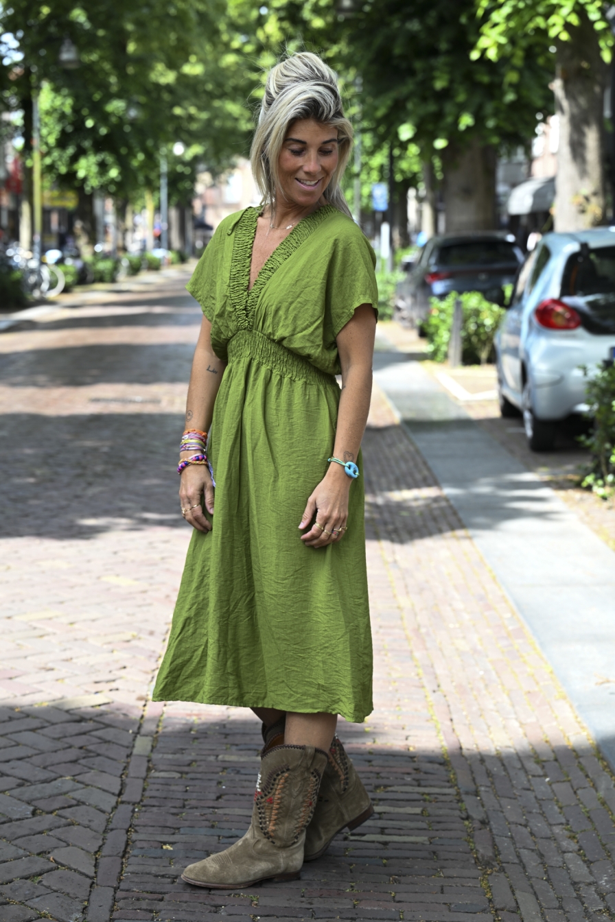 Dress YaYa-V Olijfgroen