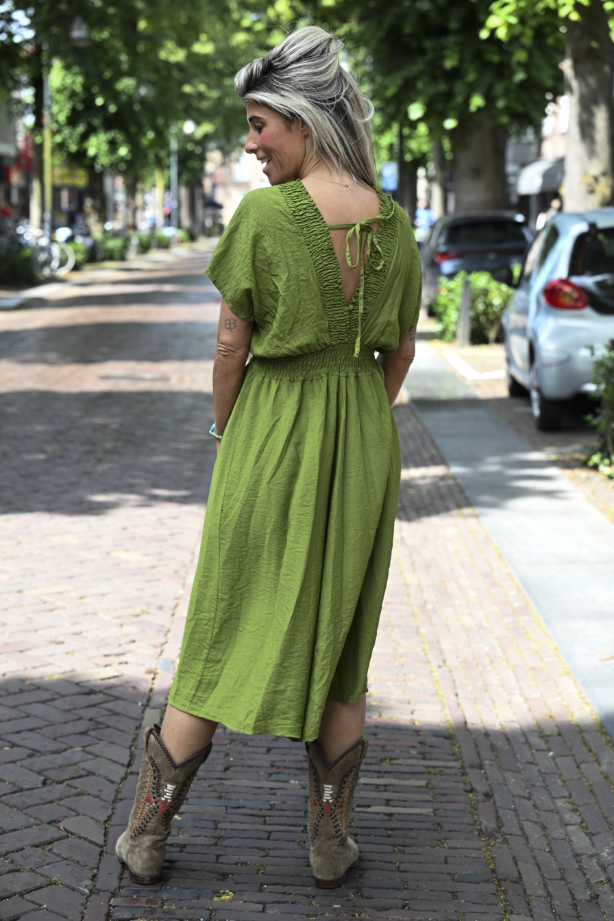 Dress YaYa-V Olijfgroen
