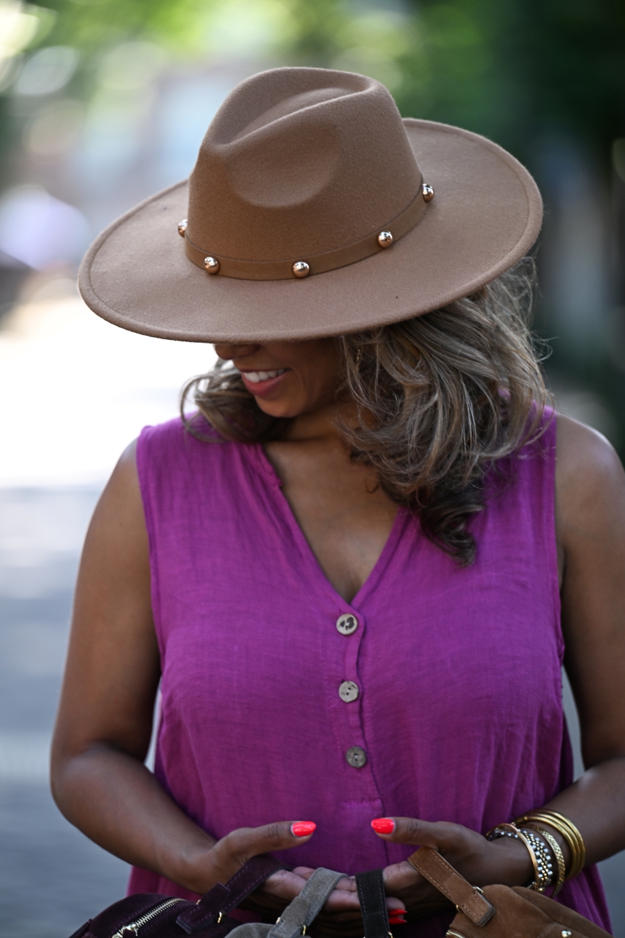 Hoed Milaan Studs Camel