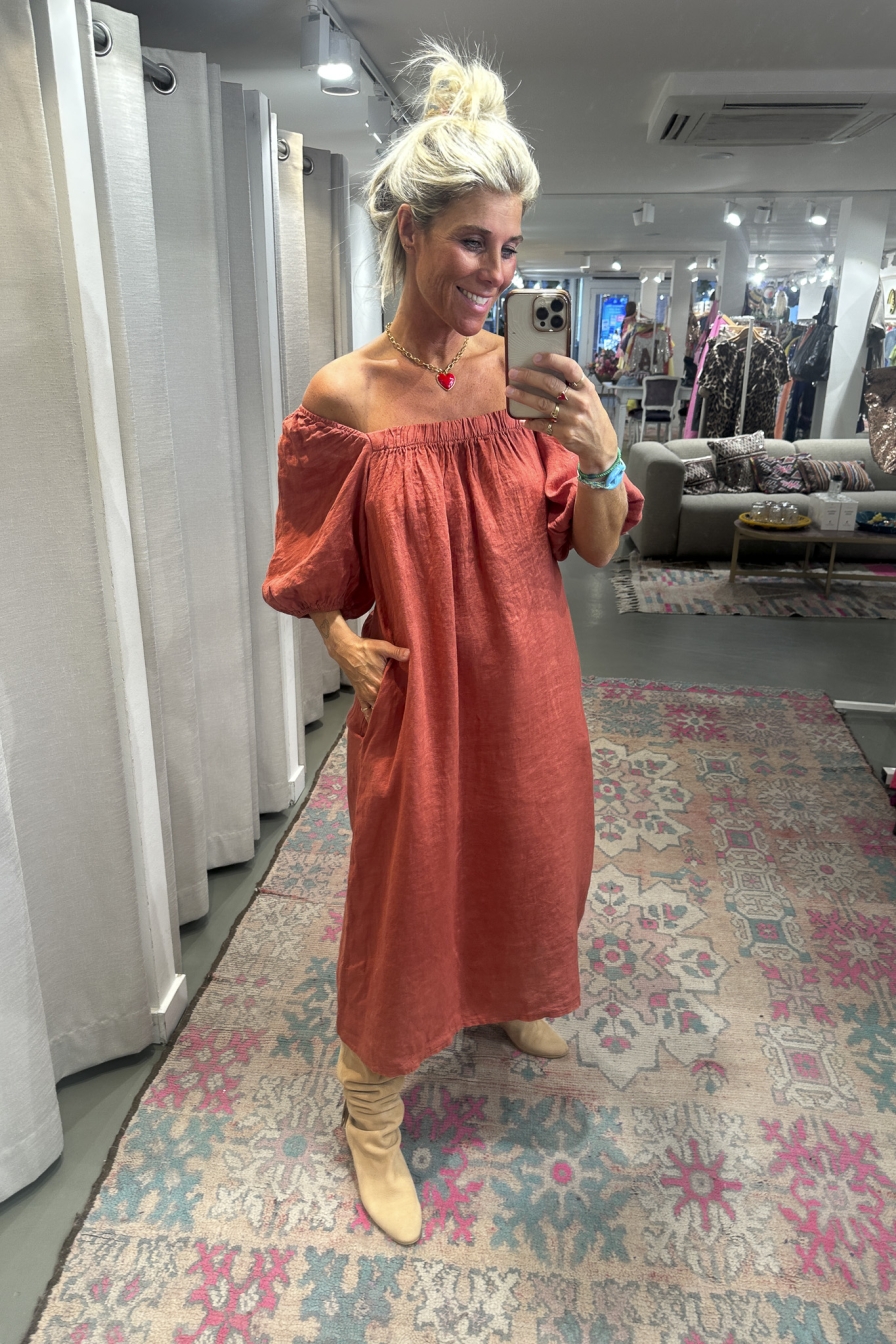 Dress Meya Donkerkoraal
