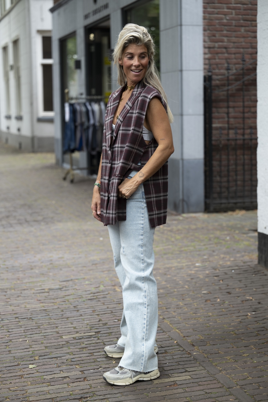 Oversized Gilet Bordeaux-Grijs