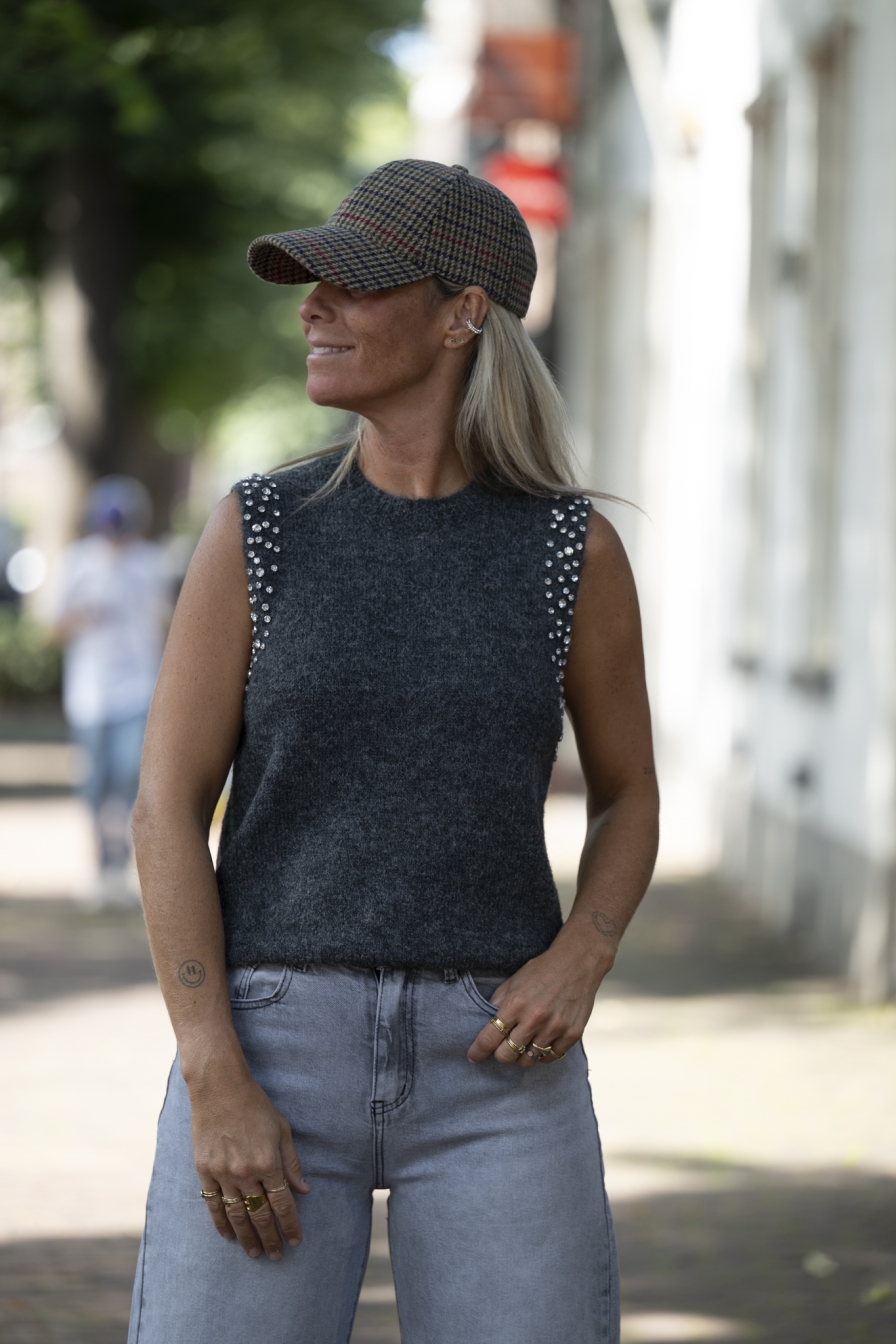 Sleeveless Top Lex Donkergrijs