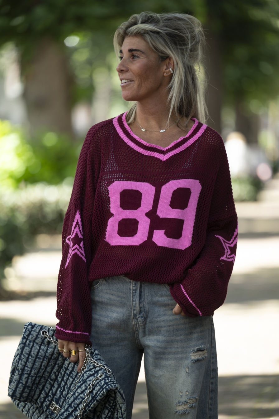 Baseball 89 Trui Bordeaux